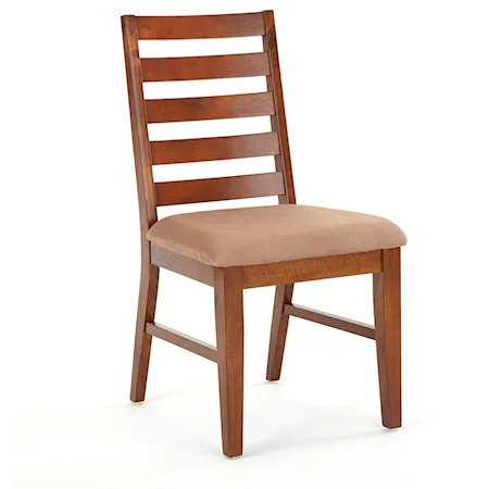 Casual Cherry Ladder Back Side Chair with Seat Cushion